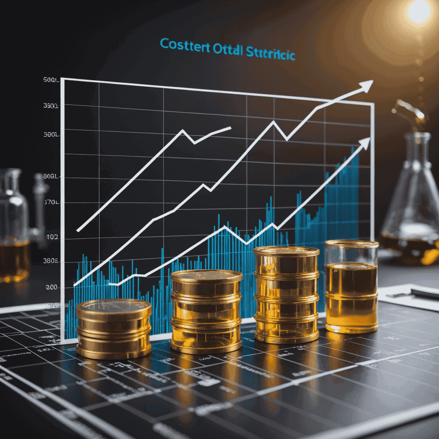 Gráfico mostrando el aumento de la producción y la reducción de costos en una empresa petrolera después de implementar análisis de datos
